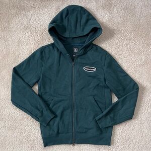 Hunter green, Volcom, zip up hoodie in like new condition!
